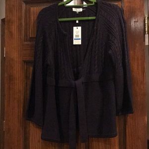 Calvin Klein open front sweater with drawstring